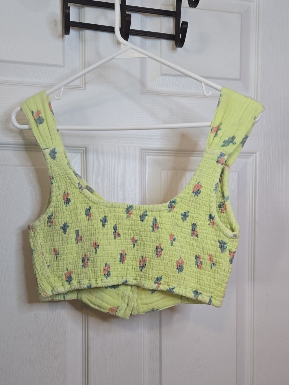 Free People Lemon Yellow Floral Button Crop Top - Picture 4 of 4